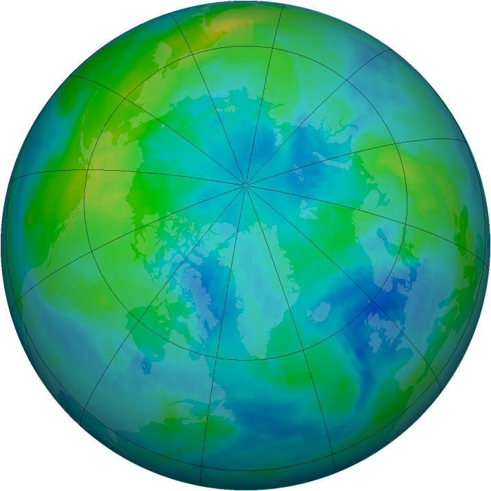 Arctic ozone map for 05 October 1997